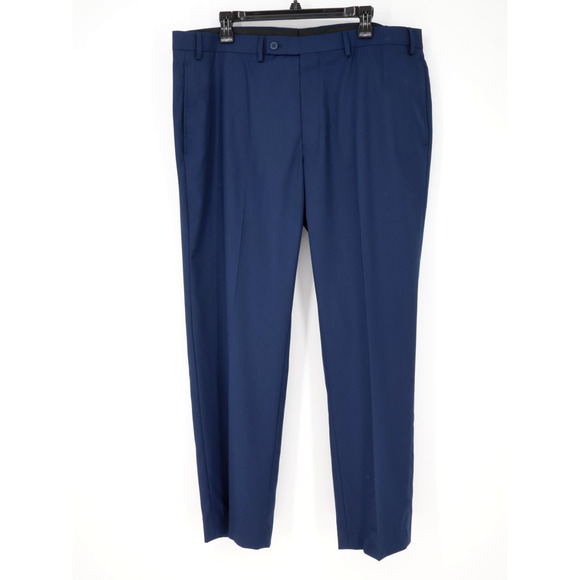 Calvin Klein Dress Pants Mens 38 x 30 Navy Blue Gray Brown Flat Front Career - Picture 1 of 7